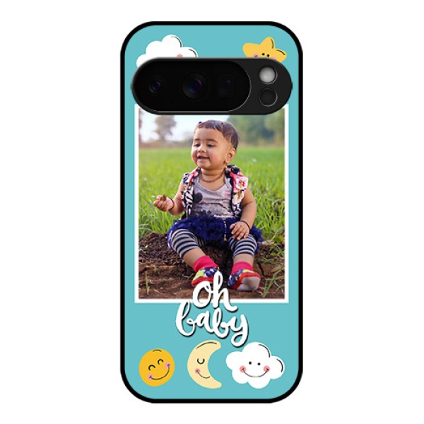 Google Pixel 10 Pro 5G Custom Glass Phone Case - Smiley Kids Stars Design