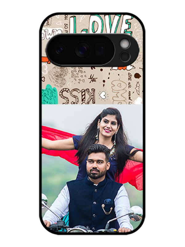 Custom Google Pixel 10 Pro 5G Custom Glass Phone Case - Love Doodle Pattern