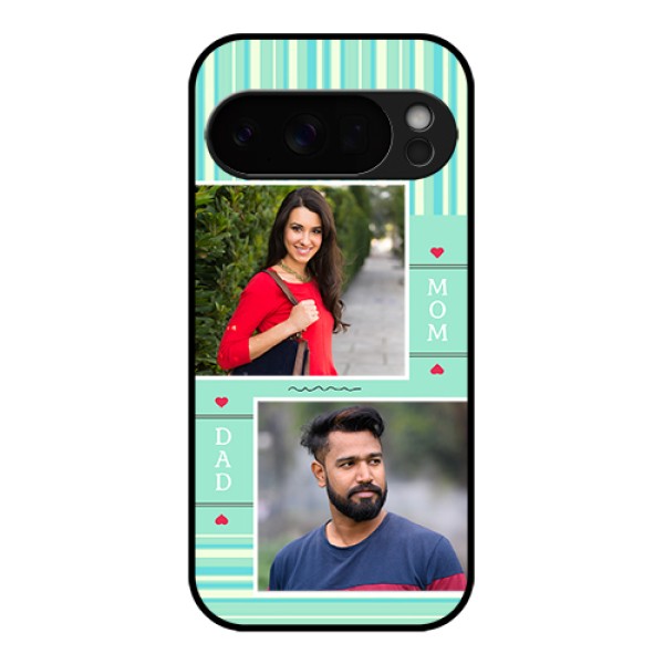 Google Pixel 10 Pro 5G Custom Glass Phone Case - Mom & Dad Pic Design