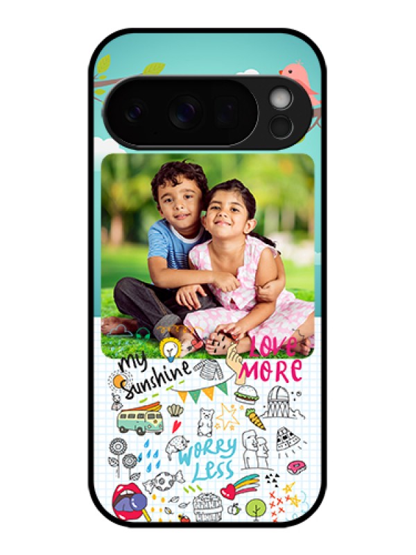 Custom Google Pixel 10 Pro 5G Custom Glass Phone Case - Doodle Love Design