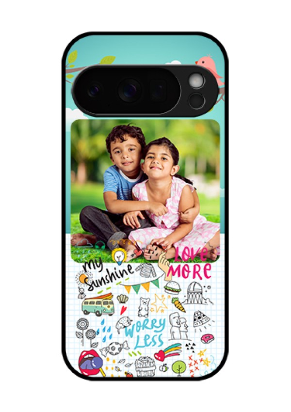 Google Pixel 10 Pro 5G Custom Glass Phone Case - Doodle Love Design