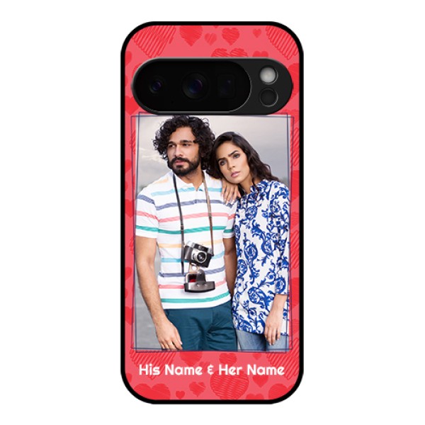 Google Pixel 10 Pro 5G Custom Glass Phone Case - With Red Heart Symbols Design
