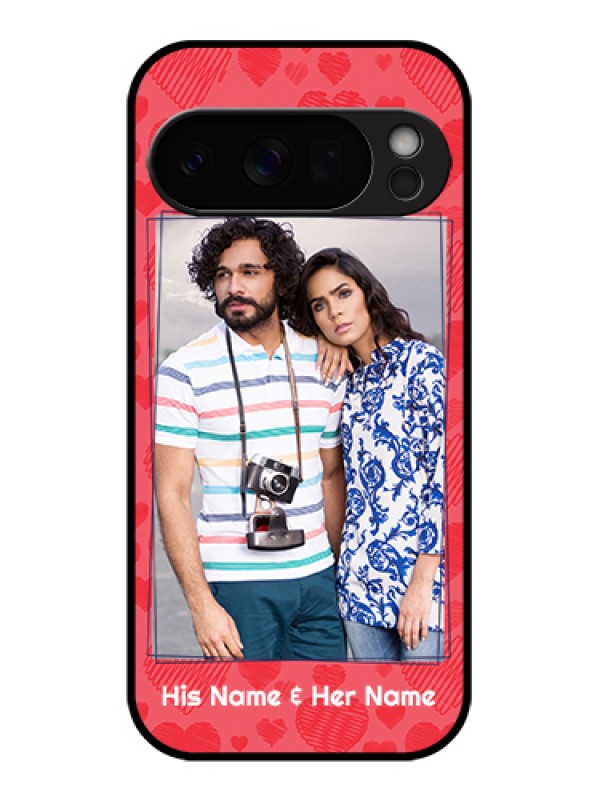 Custom Google Pixel 10 Pro 5G Custom Glass Phone Case - With Red Heart Symbols Design