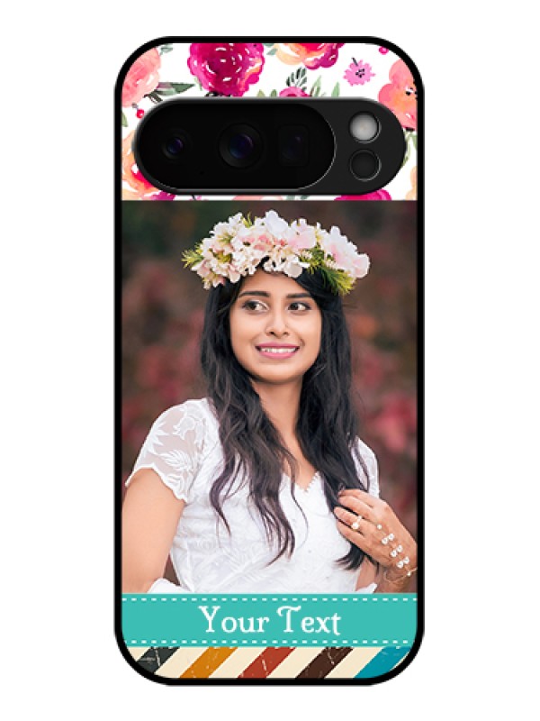 Custom Google Pixel 10 Pro 5G Custom Glass Phone Case - Water Colors Floral Design