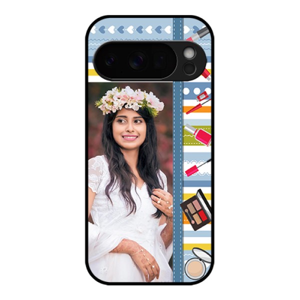 Google Pixel 10 Pro 5G Custom Glass Phone Case - Makeup Icons Design