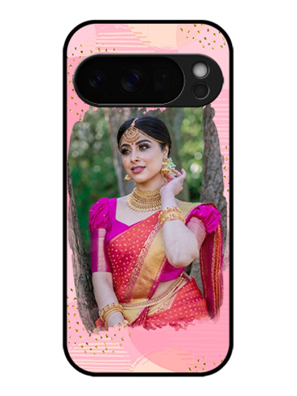 Custom Google Pixel 10 Pro 5G Custom Glass Phone Case - Gold Glitter Splash Design