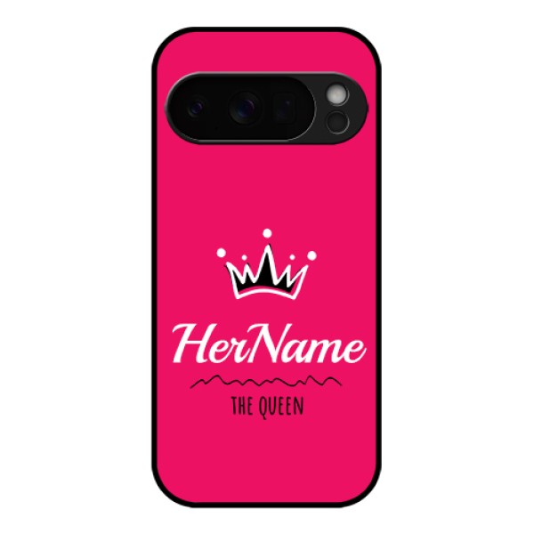 Google Pixel 10 Pro 5G Custom Glass Phone Case - Queen With Name Design