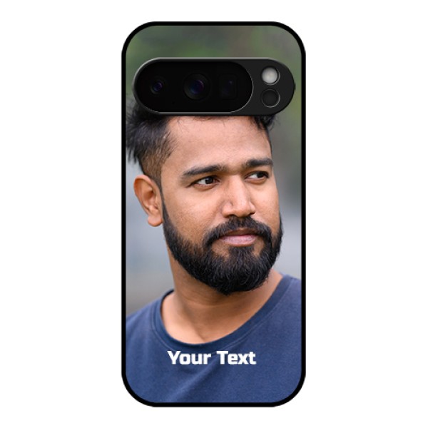 Google Pixel 10 Pro 5G Custom Glass Phone Case - Photo With Text Design