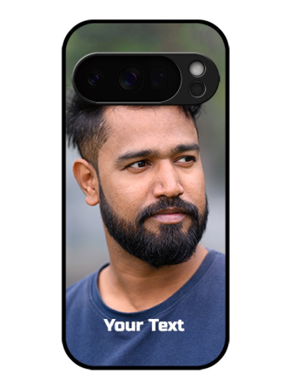 Custom Google Pixel 10 Pro 5G Custom Glass Phone Case - Photo With Text Design