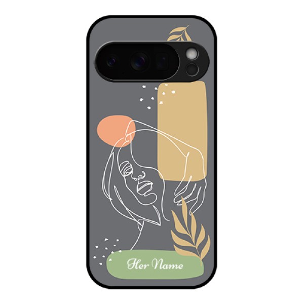 Google Pixel 10 Pro 5G Custom Glass Phone Case - Gazing Woman Line Art Design