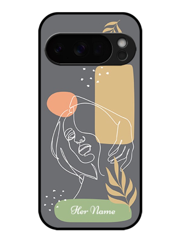 Custom Google Pixel 10 Pro 5G Custom Glass Phone Case - Gazing Woman Line Art Design