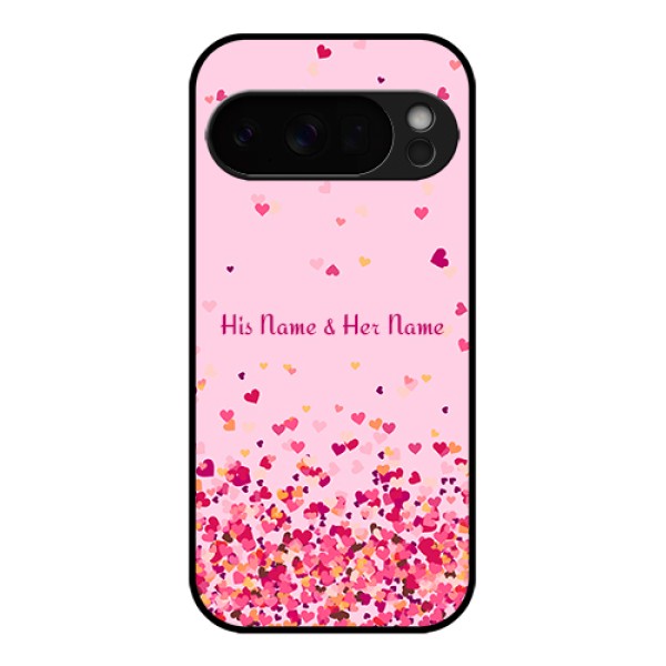 Google Pixel 10 Pro 5G Custom Glass Phone Case - Floating Hearts Design