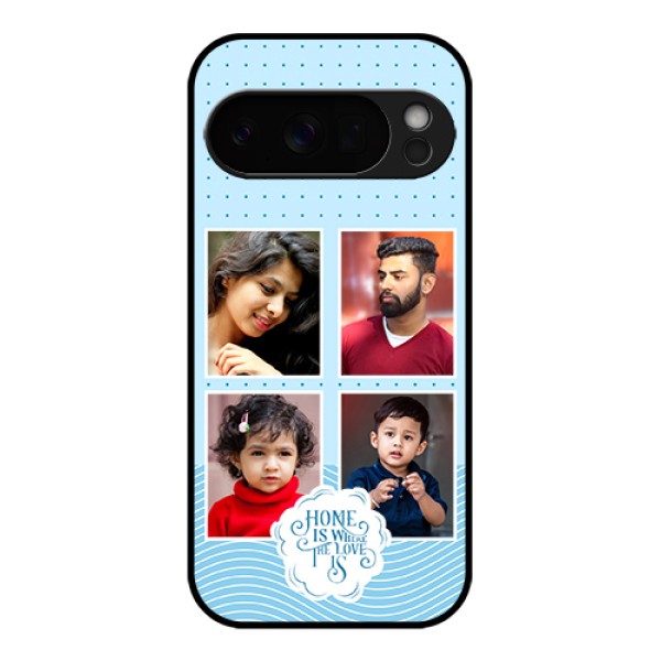 Google Pixel 10 Pro 5G Custom Glass Phone Case - Cute Love Quote With 4 Pic Upload Design