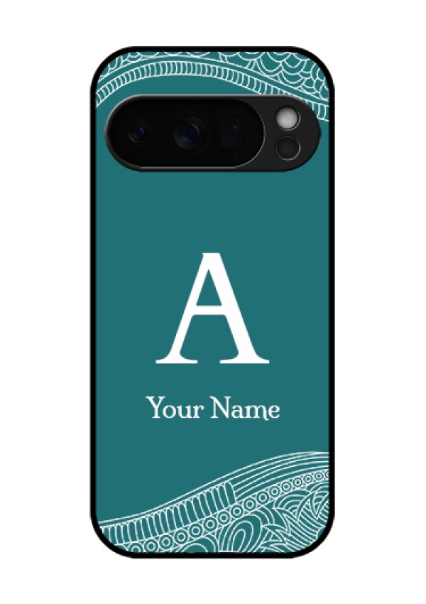 Google Pixel 10 Pro 5G Custom Glass Phone Case - Line Art Pattern With Custom Name Design
