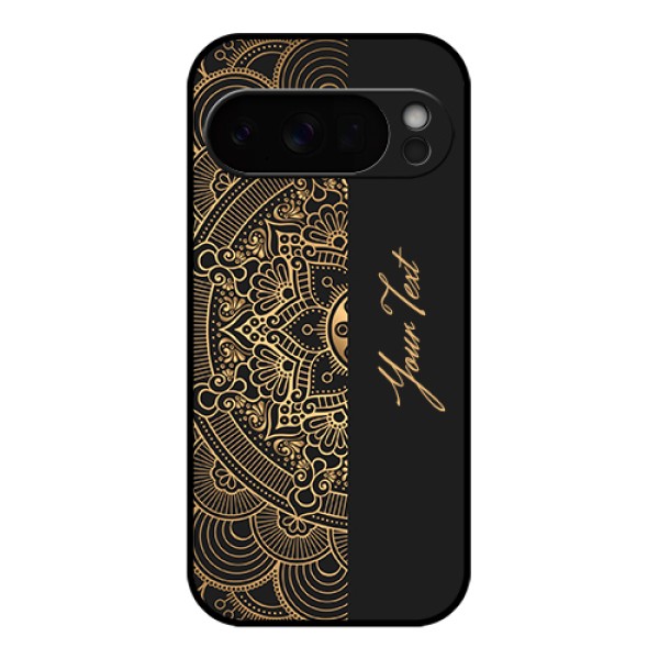 Google Pixel 10 Pro 5G Custom Glass Phone Case - Mandala Art With Custom Text Design