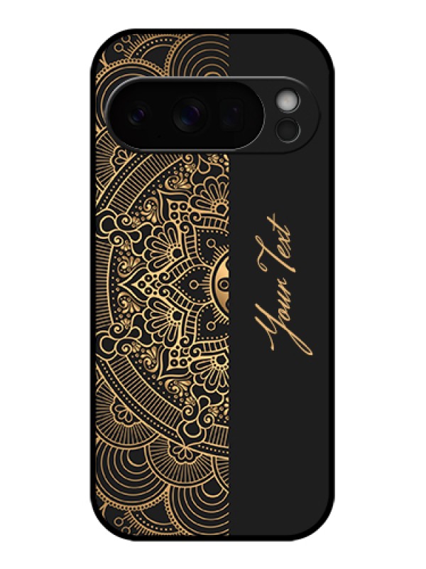 Custom Google Pixel 10 Pro 5G Custom Glass Phone Case - Mandala Art With Custom Text Design