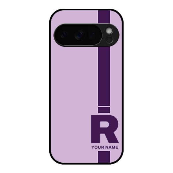 Google Pixel 10 Pro 5G Custom Glass Phone Case - Simple Dual Tone Stripe With Name Design