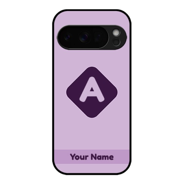Google Pixel 10 Pro 5G Custom Glass Phone Case - Custom Letter In Curved Badge Design