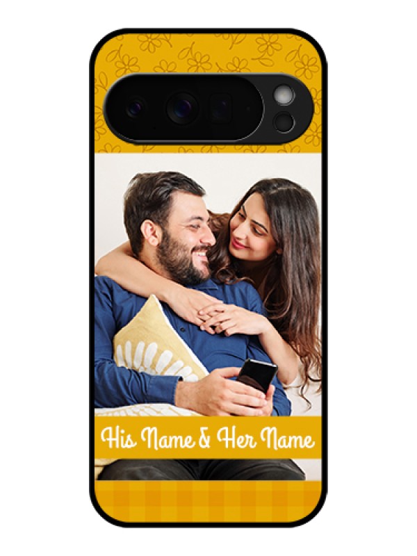Custom Google Pixel 10 Pro Xl 5G Custom Glass Phone Case - Yellow Floral Design