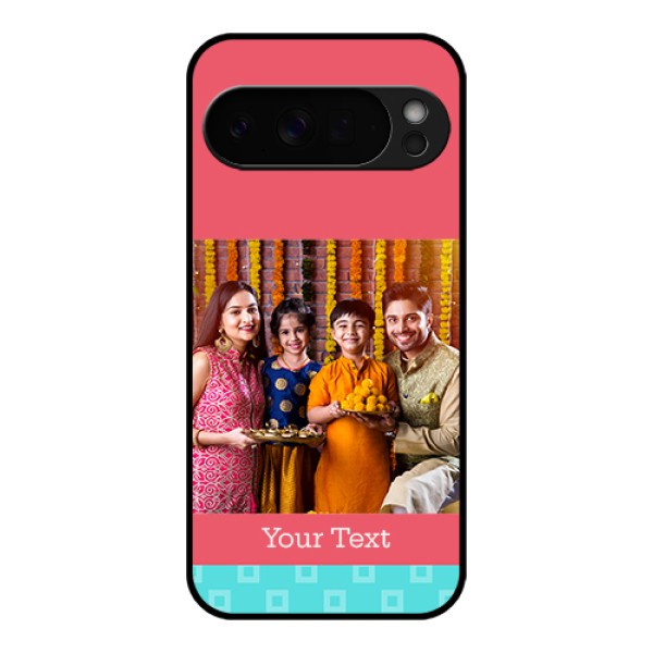 Google Pixel 10 Pro Xl 5G Custom Glass Phone Case - Peach & Blue Color Design