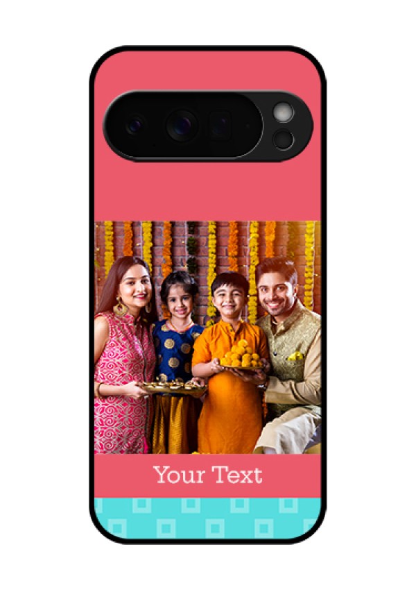 Google Pixel 10 Pro Xl 5G Custom Glass Phone Case - Peach & Blue Color Design