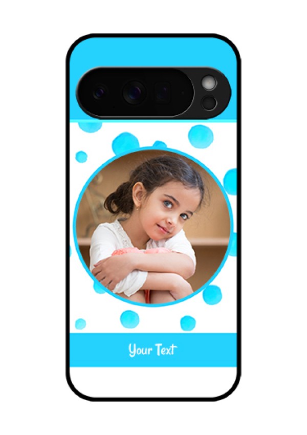 Google Pixel 10 Pro Xl 5G Custom Glass Phone Case - Blue Bubbles Pattern Design
