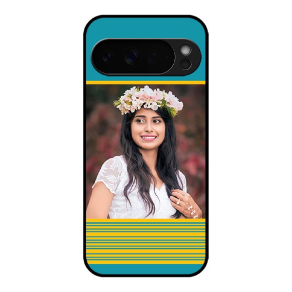Google Pixel 10 Pro Xl 5G Custom Glass Phone Case - Yellow & Blue Design