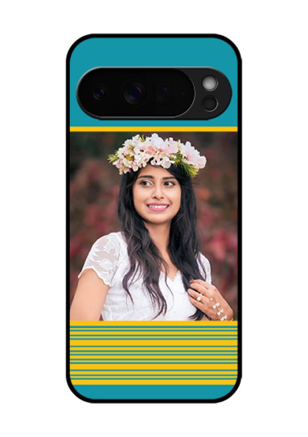 Google Pixel 10 Pro Xl 5G Custom Glass Phone Case - Yellow & Blue Design