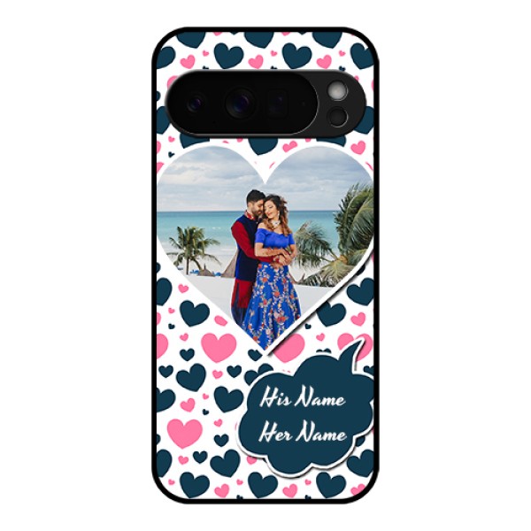 Google Pixel 10 Pro Xl 5G Custom Glass Phone Case - Pink & Blue Heart Design