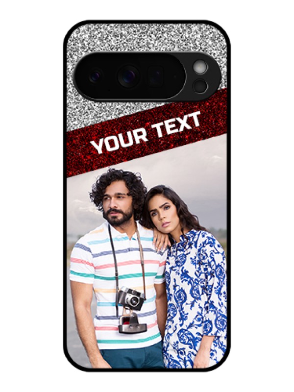 Custom Google Pixel 10 Pro Xl 5G Custom Glass Phone Case - Image Holder With Glitter Strip Design