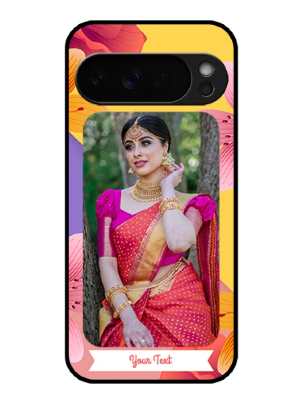 Custom Google Pixel 10 Pro Xl 5G Custom Glass Phone Case - 3 Image With Vintage Floral Design