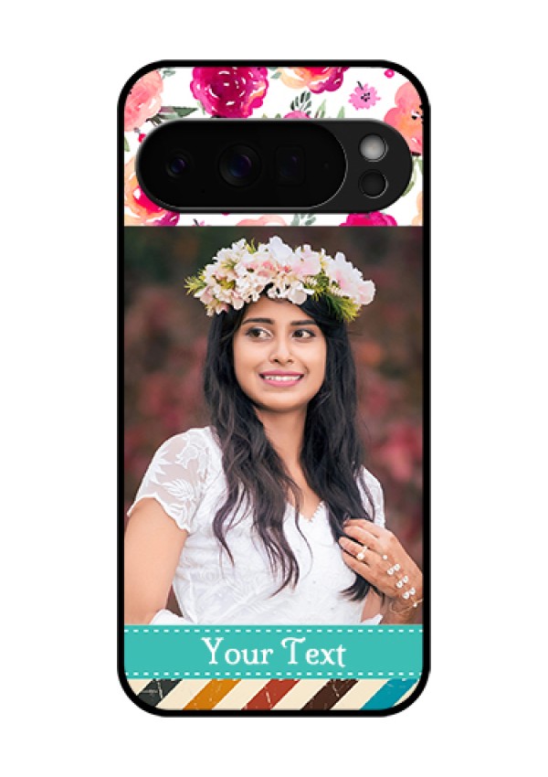 Google Pixel 10 Pro Xl 5G Custom Glass Phone Case - Water Colors Floral Design