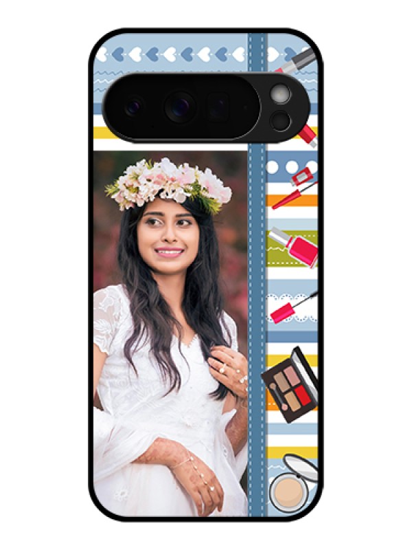 Custom Google Pixel 10 Pro Xl 5G Custom Glass Phone Case - Makeup Icons Design