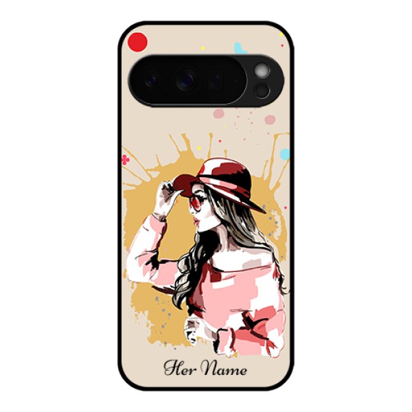 Google Pixel 10 Pro Xl 5G Custom Glass Phone Case - Women With Pink Hat Design