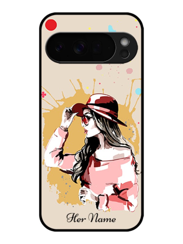 Custom Google Pixel 10 Pro Xl 5G Custom Glass Phone Case - Women With Pink Hat Design