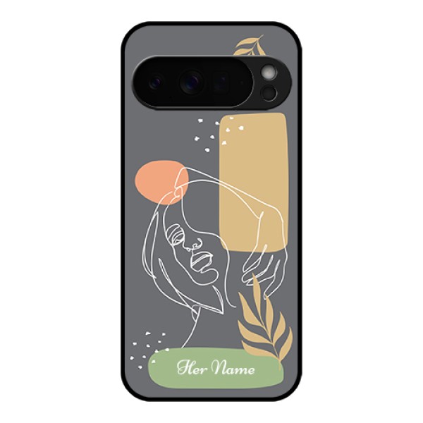 Google Pixel 10 Pro Xl 5G Custom Glass Phone Case - Gazing Woman Line Art Design