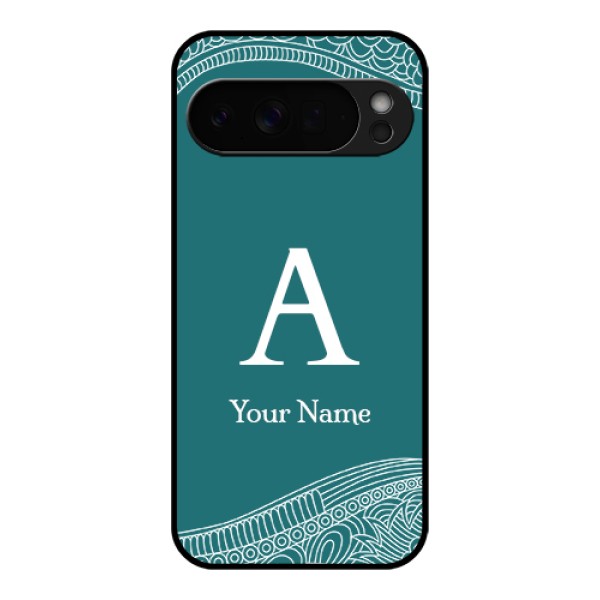 Google Pixel 10 Pro Xl 5G Custom Glass Phone Case - Line Art Pattern With Custom Name Design