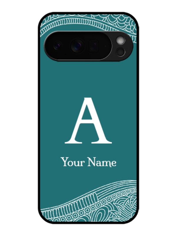 Custom Google Pixel 10 Pro Xl 5G Custom Glass Phone Case - Line Art Pattern With Custom Name Design