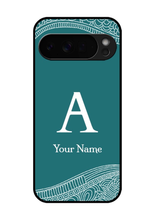 Google Pixel 10 Pro Xl 5G Custom Glass Phone Case - Line Art Pattern With Custom Name Design