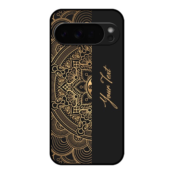 Google Pixel 10 Pro Xl 5G Custom Glass Phone Case - Mandala Art With Custom Text Design