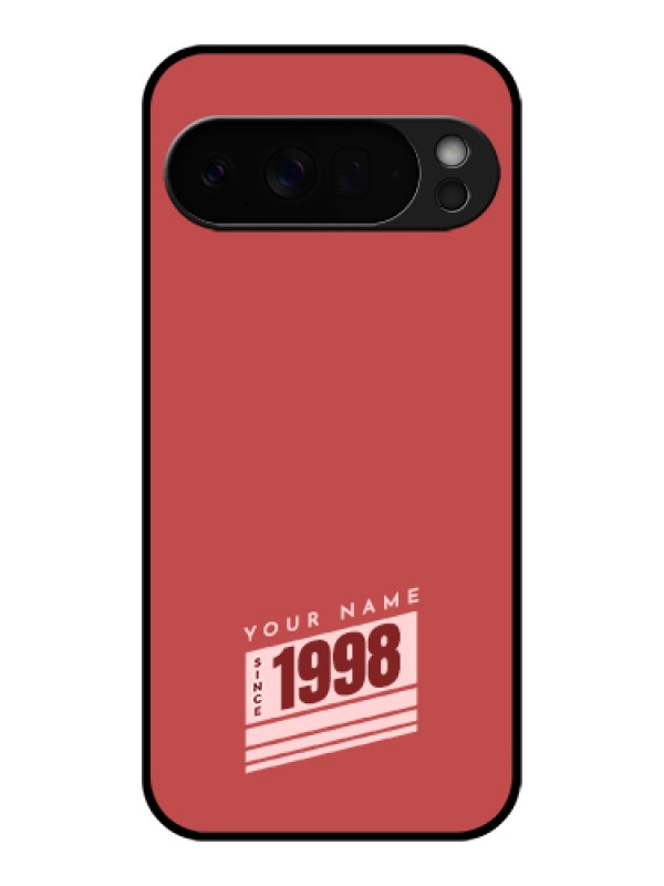 Custom Google Pixel 10 Pro Xl 5G Custom Glass Phone Case - Red Custom Year Of Birth Design