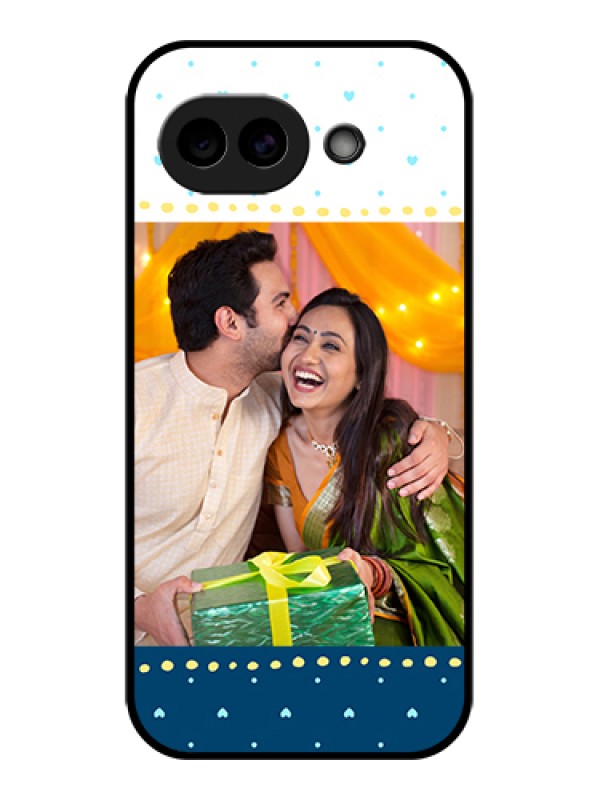 Custom Google Pixel 10A 5G Custom Glass Phone Case - White And Blue Abstract Design
