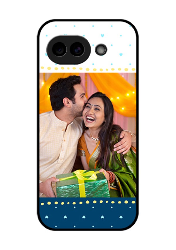 Google Pixel 10A 5G Custom Glass Phone Case - White And Blue Abstract Design