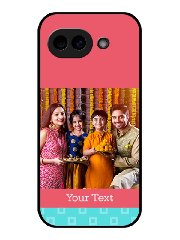 Custom Google Pixel 10A 5G Custom Glass Phone Case - Peach & Blue Color Design