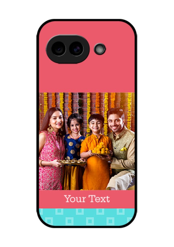 Google Pixel 10A 5G Custom Glass Phone Case - Peach & Blue Color Design