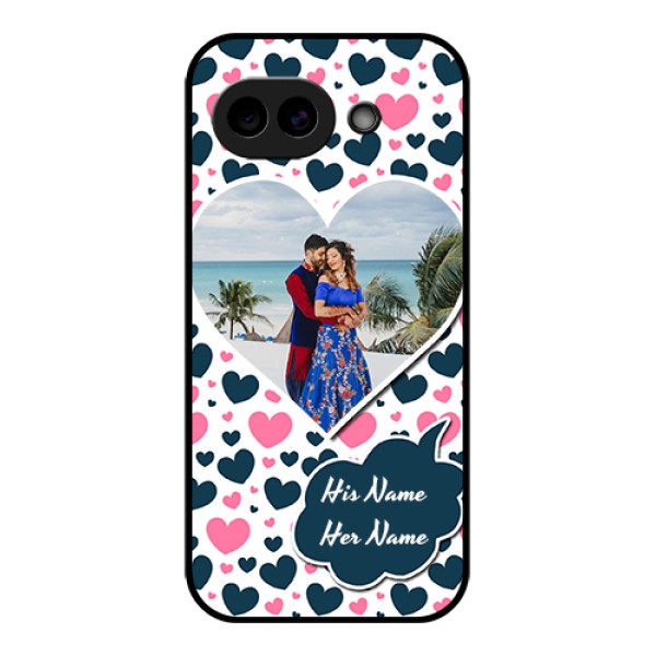 Google Pixel 10A 5G Custom Glass Phone Case - Pink & Blue Heart Design