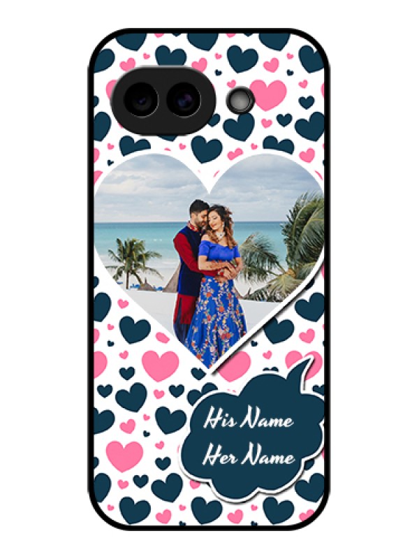 Custom Google Pixel 10A 5G Custom Glass Phone Case - Pink & Blue Heart Design