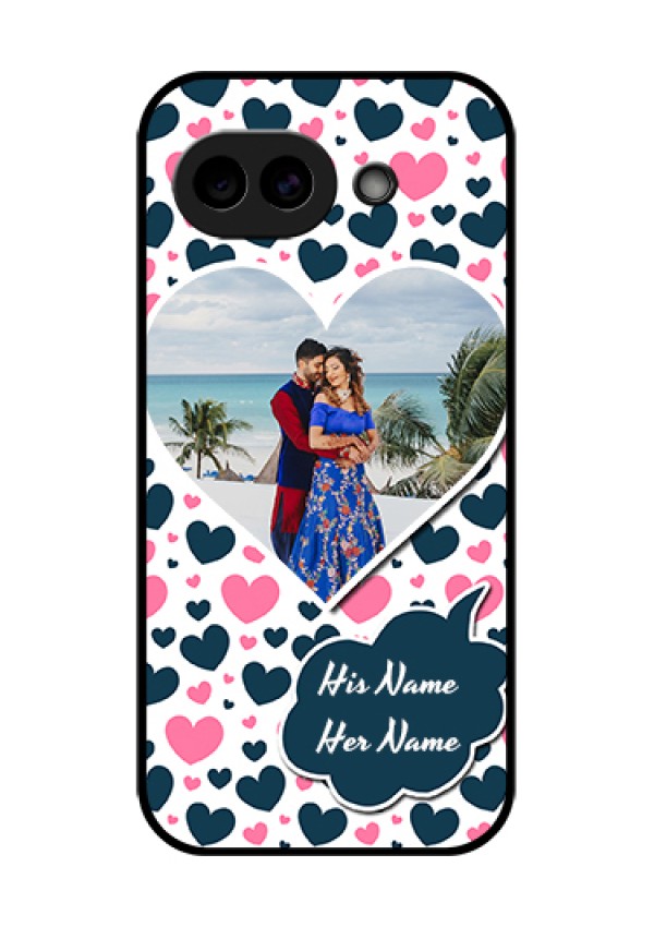 Google Pixel 10A 5G Custom Glass Phone Case - Pink & Blue Heart Design