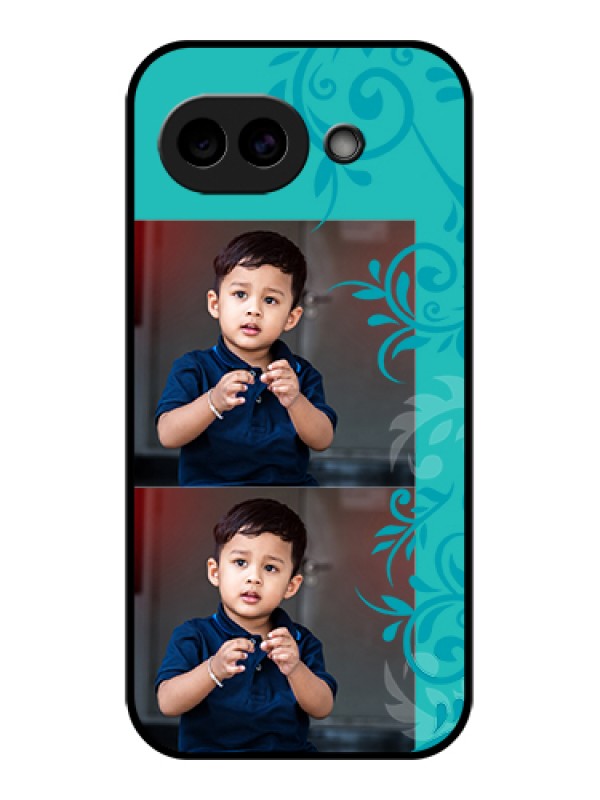 Custom Google Pixel 10A 5G Custom Glass Phone Case - With Photo And Green Floral Design