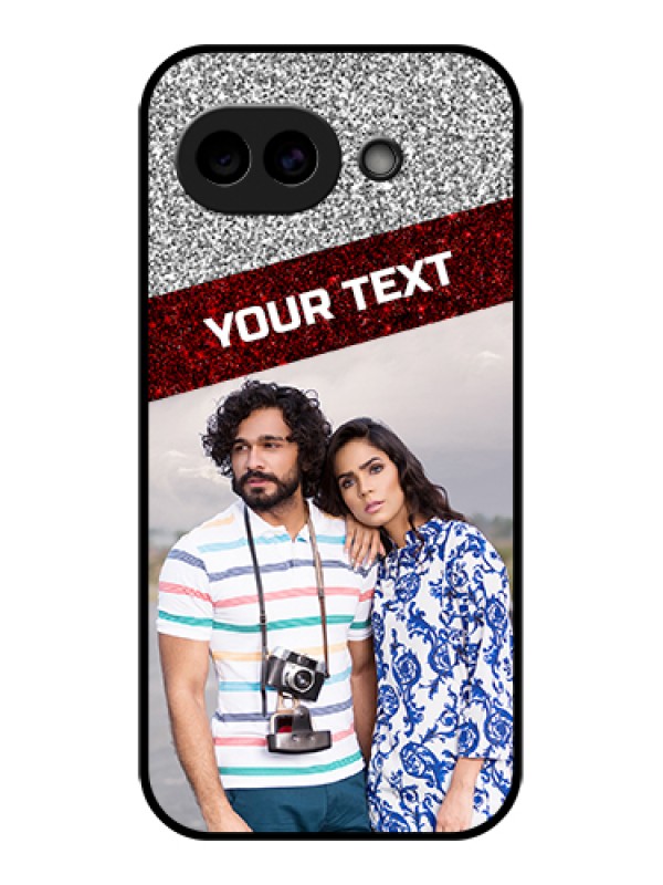 Custom Google Pixel 10A 5G Custom Glass Phone Case - Image Holder With Glitter Strip Design